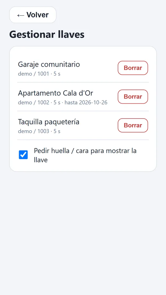 Llavero con varias instalaciones